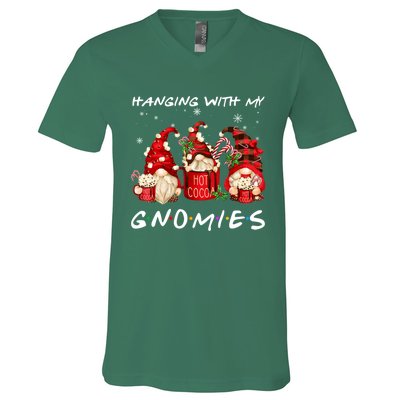 Hanging With My Gnomies Hot Cocoa Gnomes Chocolate Christmas V-Neck T-Shirt