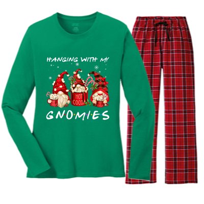 Hanging With My Gnomies Hot Cocoa Gnomes Chocolate Christmas Women's Long Sleeve Flannel Pajama Set 