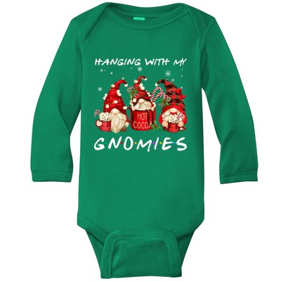 Hanging With My Gnomies Hot Cocoa Gnomes Chocolate Christmas Baby Long Sleeve Bodysuit