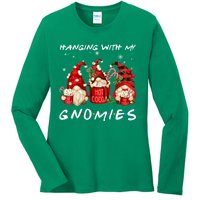 Hanging With My Gnomies Hot Cocoa Gnomes Chocolate Christmas Ladies Long Sleeve Shirt