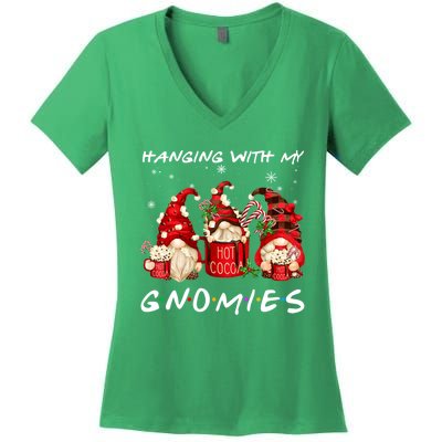 Hanging With My Gnomies Hot Cocoa Gnomes Chocolate Christmas Women's V-Neck T-Shirt