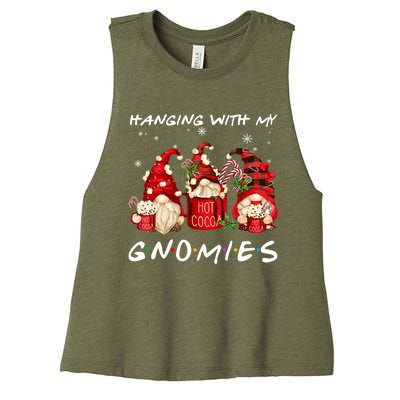 Hanging With My Gnomies Hot Cocoa Gnomes Chocolate Christmas Women's Racerback Cropped Tank