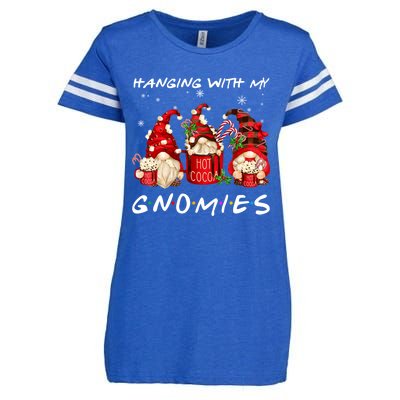 Hanging With My Gnomies Hot Cocoa Gnomes Chocolate Christmas Enza Ladies Jersey Football T-Shirt