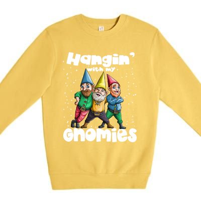 Hanging With My Gnomies Gnome Ugly Christmas Lefse Xmas Gift Premium Crewneck Sweatshirt