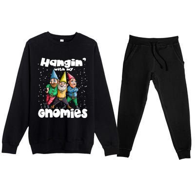 Hanging With My Gnomies Gnome Ugly Christmas Lefse Xmas Gift Premium Crewneck Sweatsuit Set