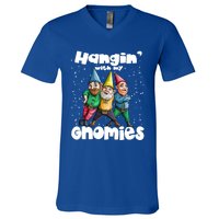 Hanging With My Gnomies Gnome Ugly Christmas Lefse Xmas Gift V-Neck T-Shirt