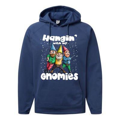 Hanging With My Gnomies Gnome Ugly Christmas Lefse Xmas Gift Performance Fleece Hoodie