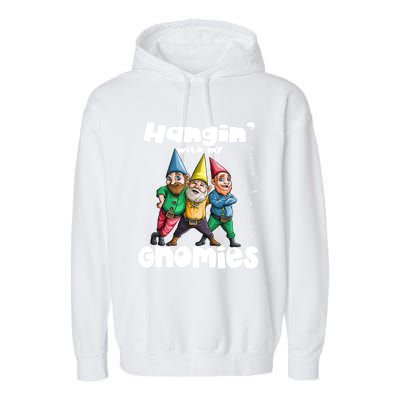 Hanging With My Gnomies Gnome Ugly Christmas Lefse Xmas Gift Garment-Dyed Fleece Hoodie