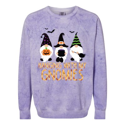 Hanging With My Gnomies Halloween Thanksgiving Christmas Gift Colorblast Crewneck Sweatshirt