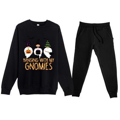 Hanging With My Gnomies Halloween Thanksgiving Christmas Gift Premium Crewneck Sweatsuit Set