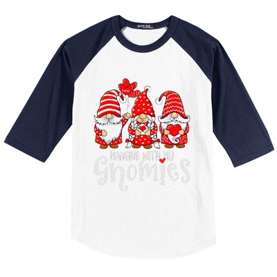 Hanging With My Gnomies Happy Valentines Day Cute Gnomes Day Baseball Sleeve Shirt