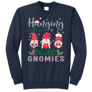 Hanging With My Neuro Gnomies Nurse Christmas With Santa Hat Sweatshirt