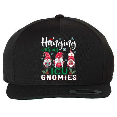 Hanging With My Icu Gnomies Nurse Christmas Santa Hat Gift Wool Snapback Cap