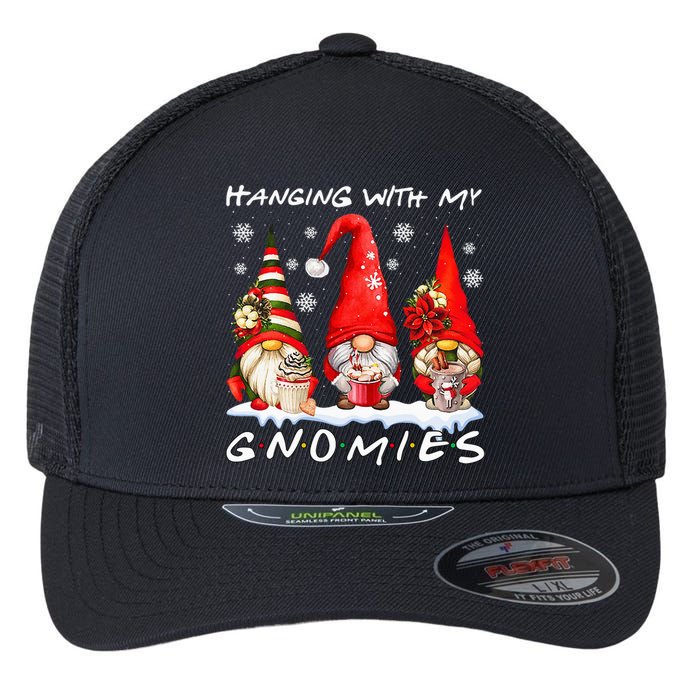 Hanging With My Gnomies Funny Gnome Friend Christmas Pajamas Flexfit Unipanel Trucker Cap