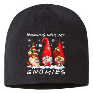 Hanging With My Gnomies Funny Gnome Friend Christmas Pajamas Sustainable Beanie