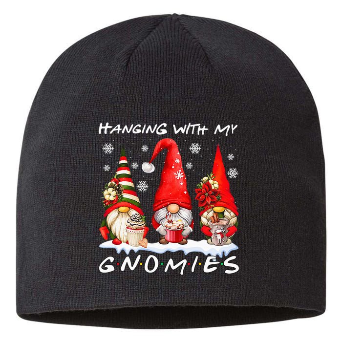 Hanging With My Gnomies Funny Gnome Friend Christmas Pajamas Sustainable Beanie