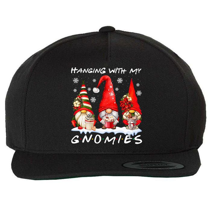 Hanging With My Gnomies Funny Gnome Friend Christmas Pajamas Wool Snapback Cap