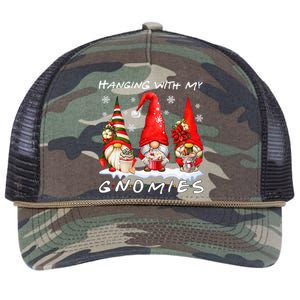 Hanging With My Gnomies Funny Gnome Friend Christmas Pajamas Retro Rope Trucker Hat Cap