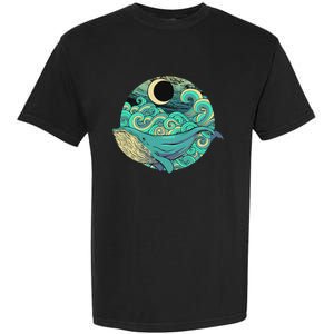 Humpback Whale Marine Life Ocean Nature Sea Blue Waves Moon Garment-Dyed Heavyweight T-Shirt