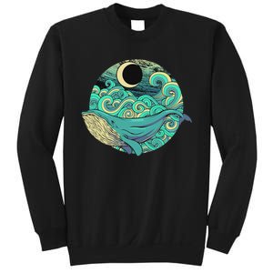 Humpback Whale Marine Life Ocean Nature Sea Blue Waves Moon Sweatshirt