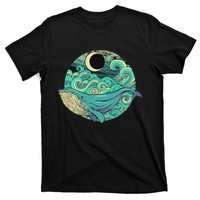 Humpback Whale Marine Life Ocean Nature Sea Blue Waves Moon T-Shirt