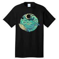 Humpback Whale Marine Life Ocean Nature Sea Blue Waves Moon Tall T-Shirt