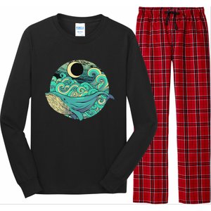 Humpback Whale Marine Life Ocean Nature Sea Blue Waves Moon Long Sleeve Pajama Set