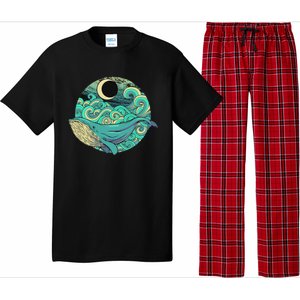 Humpback Whale Marine Life Ocean Nature Sea Blue Waves Moon Pajama Set