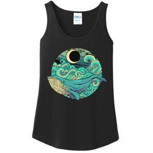 Humpback Whale Marine Life Ocean Nature Sea Blue Waves Moon Ladies Essential Tank