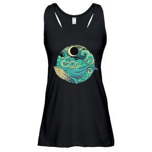 Humpback Whale Marine Life Ocean Nature Sea Blue Waves Moon Ladies Essential Flowy Tank