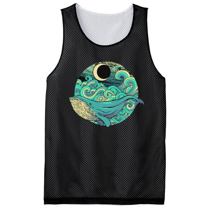 Humpback Whale Marine Life Ocean Nature Sea Blue Waves Moon Mesh Reversible Basketball Jersey Tank