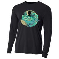 Humpback Whale Marine Life Ocean Nature Sea Blue Waves Moon Cooling Performance Long Sleeve Crew