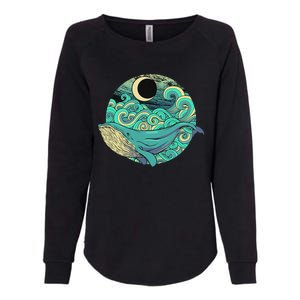 Humpback Whale Marine Life Ocean Nature Sea Blue Waves Moon Womens California Wash Sweatshirt