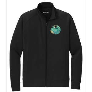 Humpback Whale Marine Life Ocean Nature Sea Blue Waves Moon Stretch Full-Zip Cadet Jacket