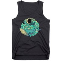 Humpback Whale Marine Life Ocean Nature Sea Blue Waves Moon Tank Top