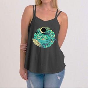 Humpback Whale Marine Life Ocean Nature Sea Blue Waves Moon Women's Strappy Tank