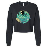 Humpback Whale Marine Life Ocean Nature Sea Blue Waves Moon Cropped Pullover Crew