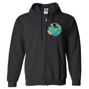 Humpback Whale Marine Life Ocean Nature Sea Blue Waves Moon Full Zip Hoodie