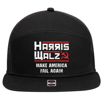 Harris Walz Make America Fail Again Anti Kamala Socialist 7 Panel Mesh Trucker Snapback Hat