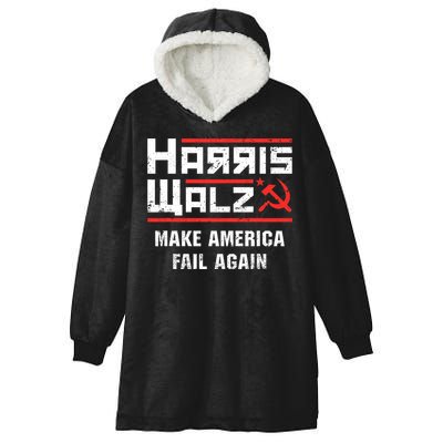 Harris Walz Make America Fail Again Anti Kamala Socialist Hooded Wearable Blanket