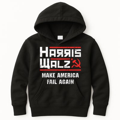 Harris Walz Make America Fail Again Anti Kamala Socialist Kids Hoodie