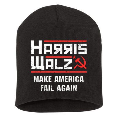 Harris Walz Make America Fail Again Anti Kamala Socialist Short Acrylic Beanie