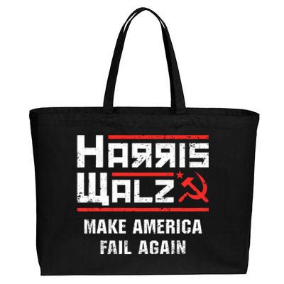 Harris Walz Make America Fail Again Anti Kamala Socialist Cotton Canvas Jumbo Tote