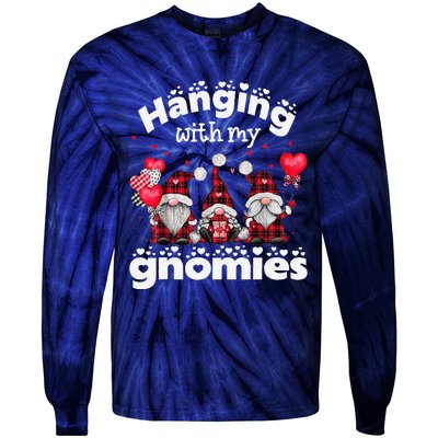 Hanging With My Gnomies Happy Valentines Day Cute Gnomes Tie-Dye Long Sleeve Shirt