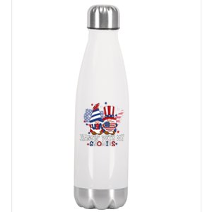 Hangin With My Gnomies American Gnomes Usa 4th Of July Gnome Gift Stainless Steel Insulated Water Bottle