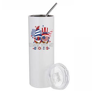 Hangin With My Gnomies American Gnomes Usa 4th Of July Gnome Gift Stainless Steel Tumbler