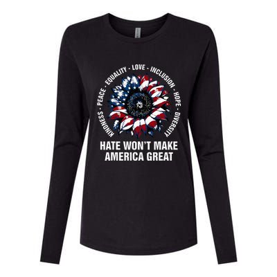 Hate WonT Make America Great Sunflower Kindness Peace Womens Cotton Relaxed Long Sleeve T-Shirt