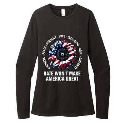 Hate WonT Make America Great Sunflower Kindness Peace Womens CVC Long Sleeve Shirt