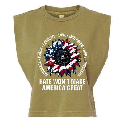 Hate WonT Make America Great Sunflower Kindness Peace Garment-Dyed Women's Muscle Tee