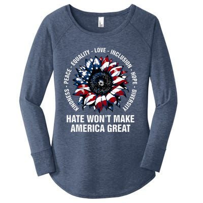 Hate WonT Make America Great Sunflower Kindness Peace Women's Perfect Tri Tunic Long Sleeve Shirt